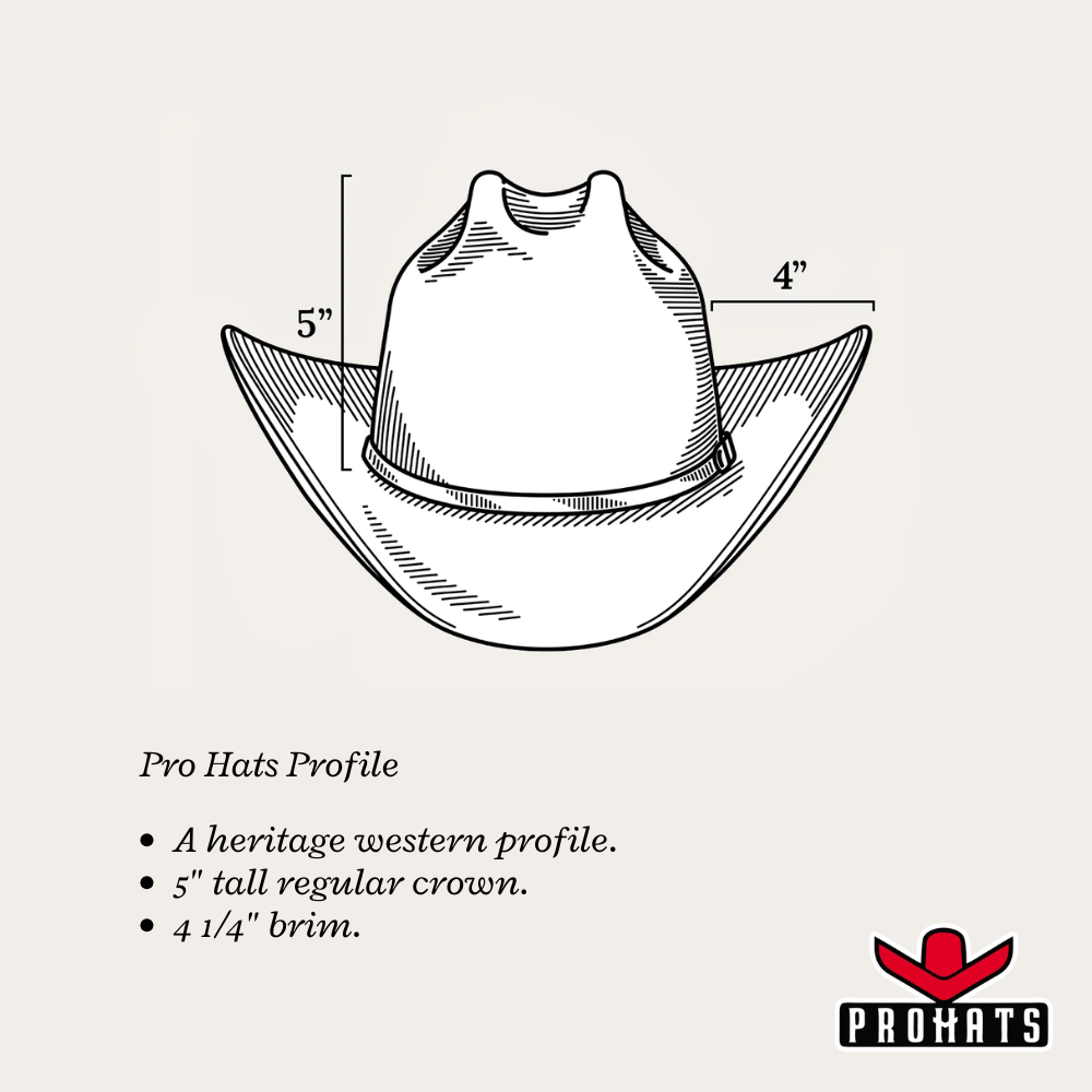 Pro Hat PH 4A Straw Cowboy Hat SIZE GUIDE
